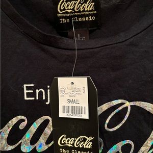 NWT Coca Cola crop t-shirt with fringe Black Junior size S